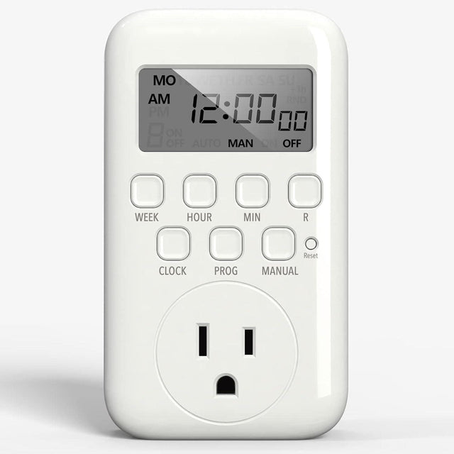 MO AM 12:00:00 SA SU RND

ON OFF AUTO MAN ON OFF

WEEK HOUR MIN R

CLOCK PROG MANUAL

Reset