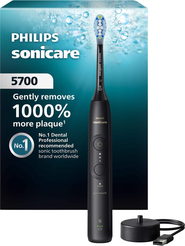 PHILIPS sonicare 5700 C3  
Gently removes 1000% more plaque¹  
No. 1 Dental Professional recommended sonic toothbrush brand worldwide  
clean gum health