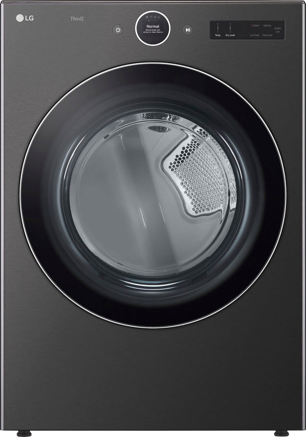 LG - 7.4 Cu. Ft. Stackable Smart Electric Dryer with TurboSteam - Black Steel