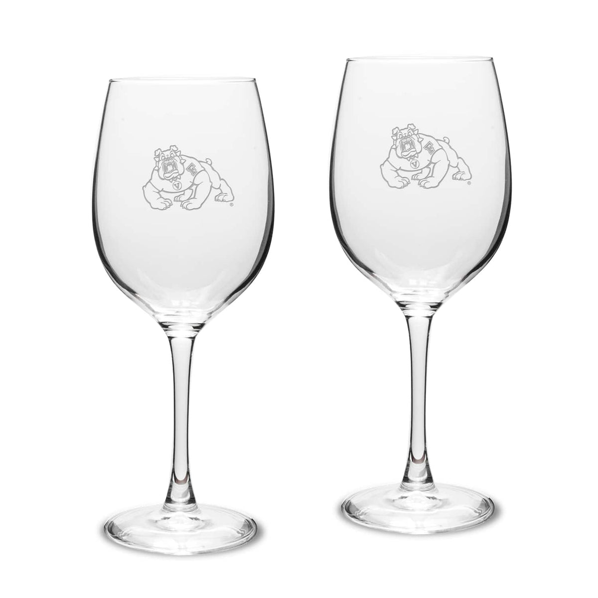 Jardine - Fresno State Bulldogs 2-Piece 16oz. Traditional White Wine Glass Set - Multicolor