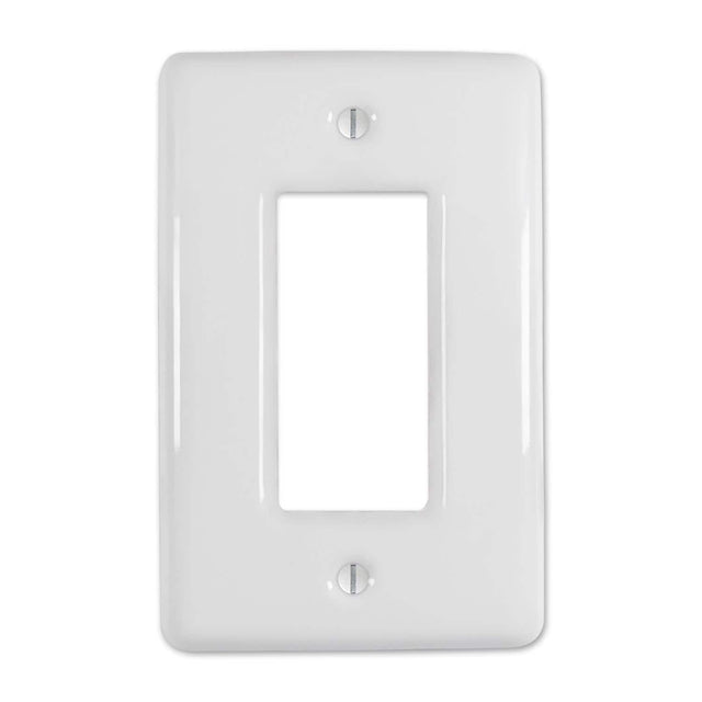 Front. AMERELLE - Amerelle Metro White 1 gang Ceramic Decorator Wall Plate 1 pk - White.