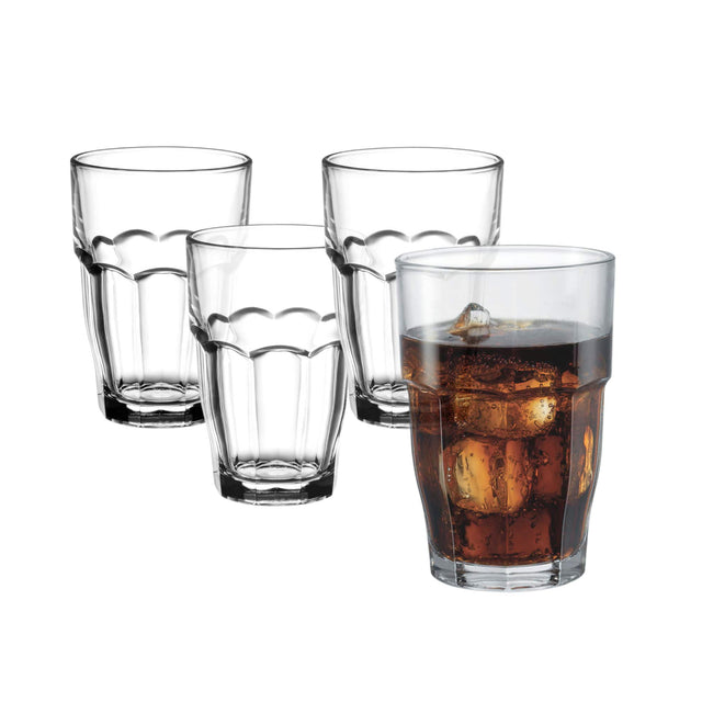 Front. Bormioli Rocco - Bormioli Rocco Rock Bar Cooler Stackable Beverage Glasses, Set of 4, 16.25 oz - Clear.