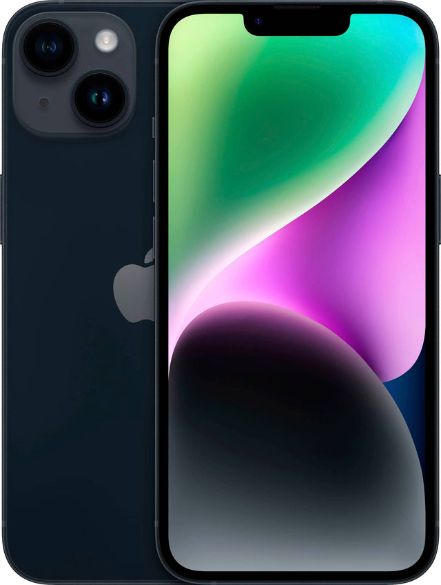 Front. Apple - Pre-Owned iPhone 14 5G 128GB (Unlocked) - Midnight.