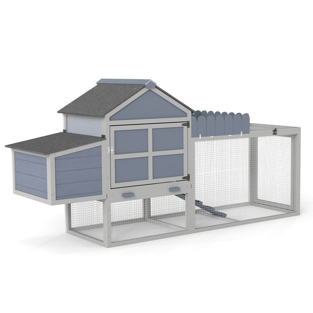 Front. Boyel Living - Gray 80 Wooden Chicken Coop 2Tier Backyard Hen House with Nesting Box Run Planter PVC Roof with Pine Wood and Galvani - Gray.