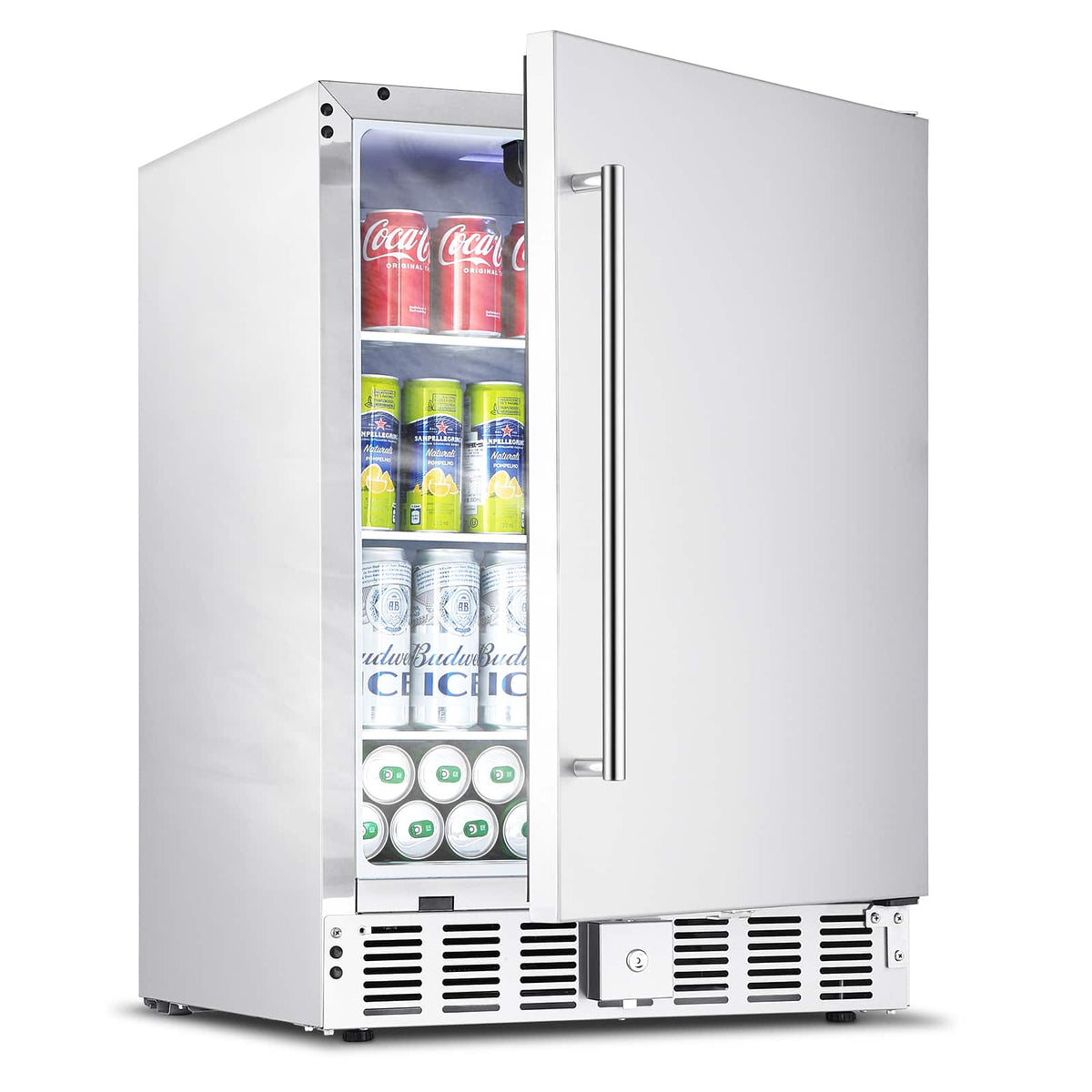 VEVOR - 24-Inch Indoor/Outdoor Beverage Refrigerator, 150 QT Freestanding or Undercounter Beverage Fridge - Stainless Steel Silver