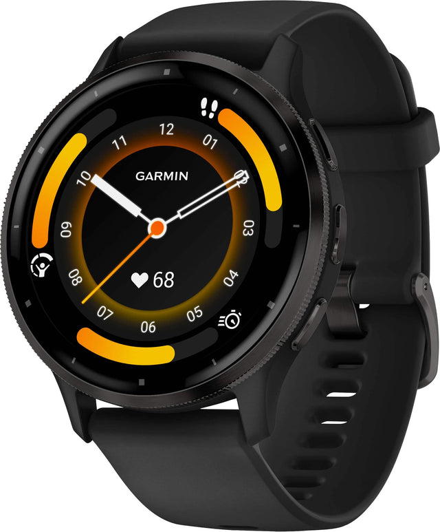 Front. Garmin - Venu 3 GPS Smartwatch 45 mm Fiber-reinforced polymer - Stainless Steel and Black.