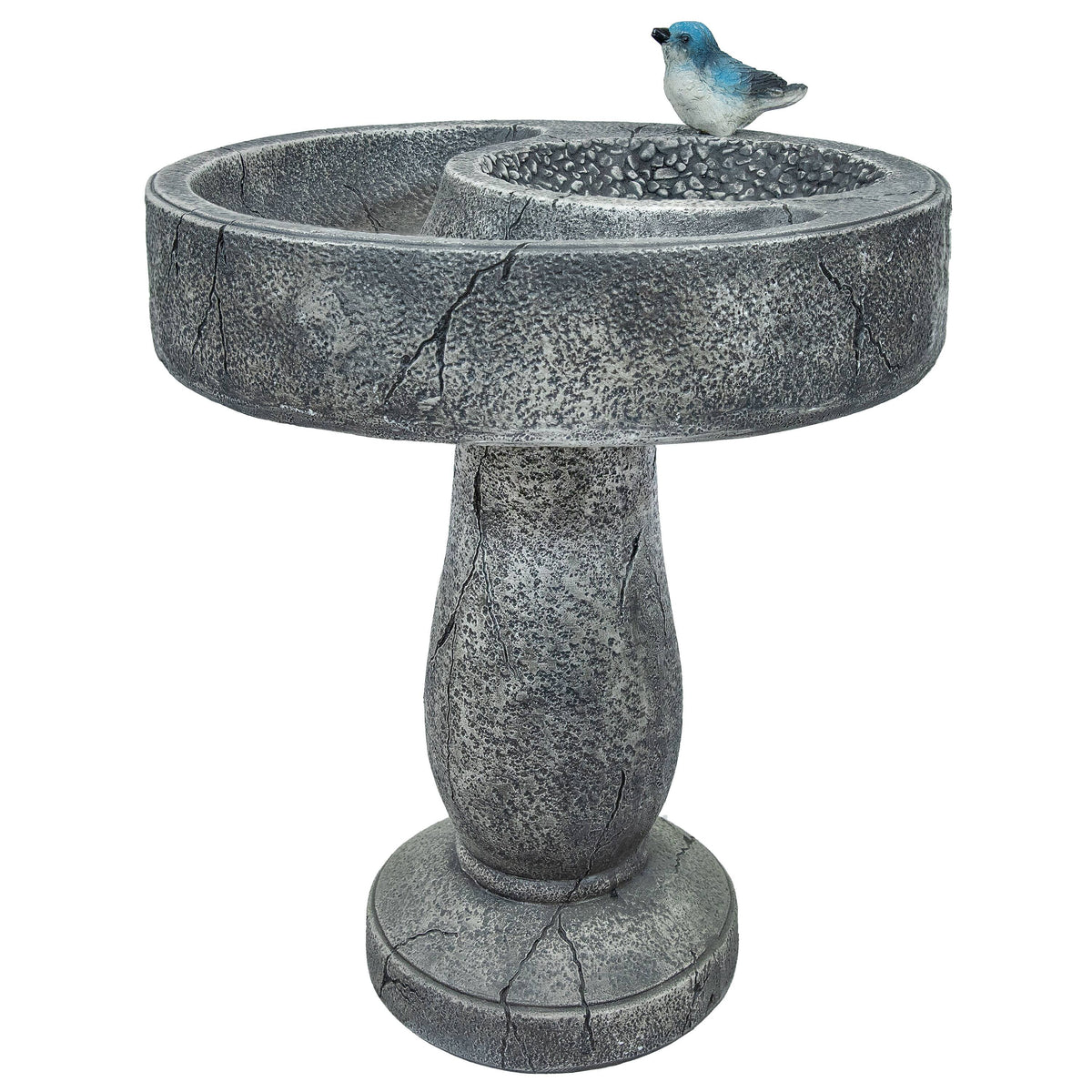 Sunnydaze - Bird Bath with Birdseed Feeder Compartment - 29" - Gray