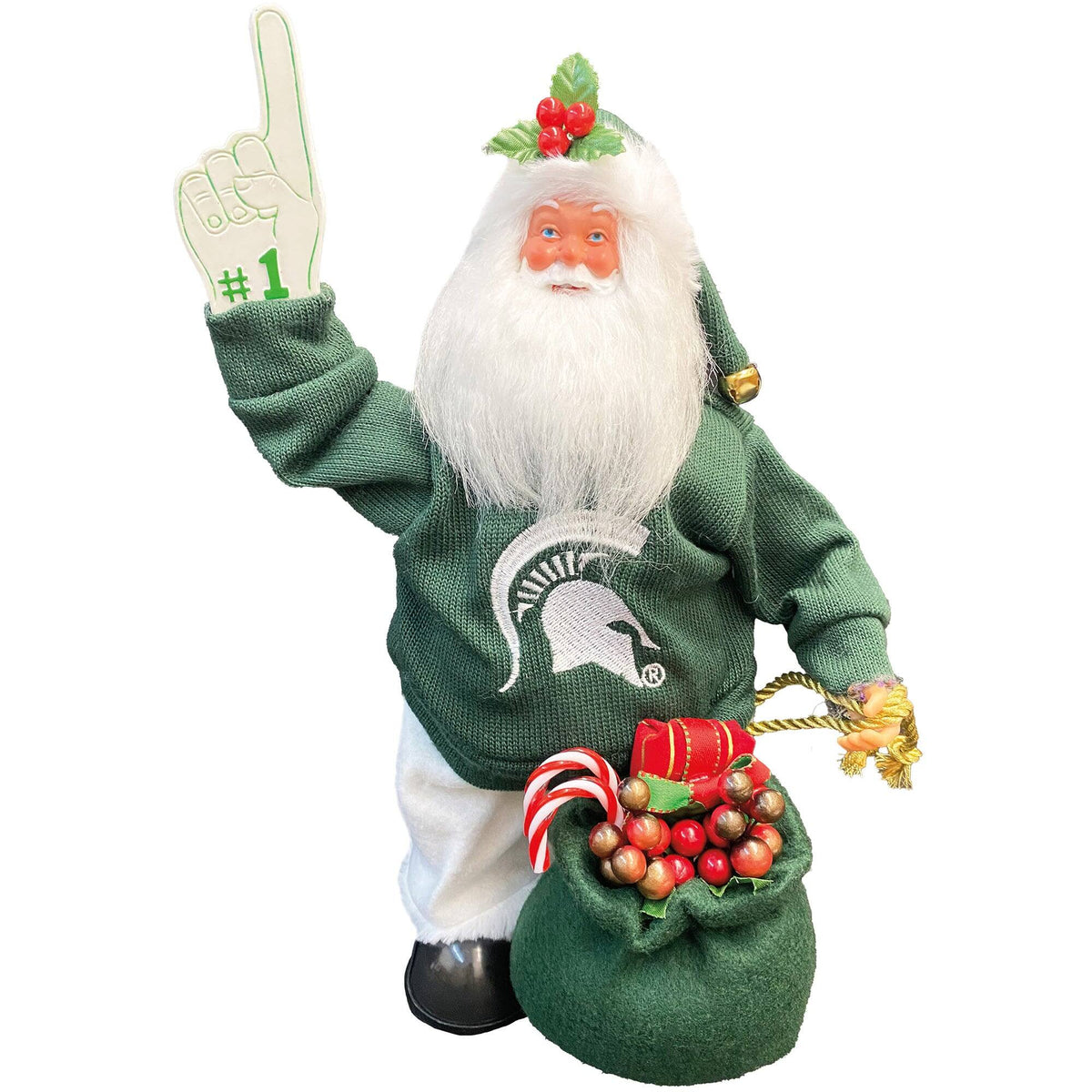 Santa's Workshop - Michigan State Spartans 12" Animated Musical Santa - Green