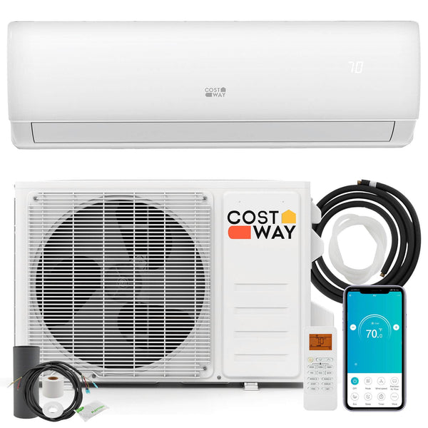 Costway - 17000 BTU Wifi Enabled Mini Split Air Conditioner & Heater Works with Alexa - White