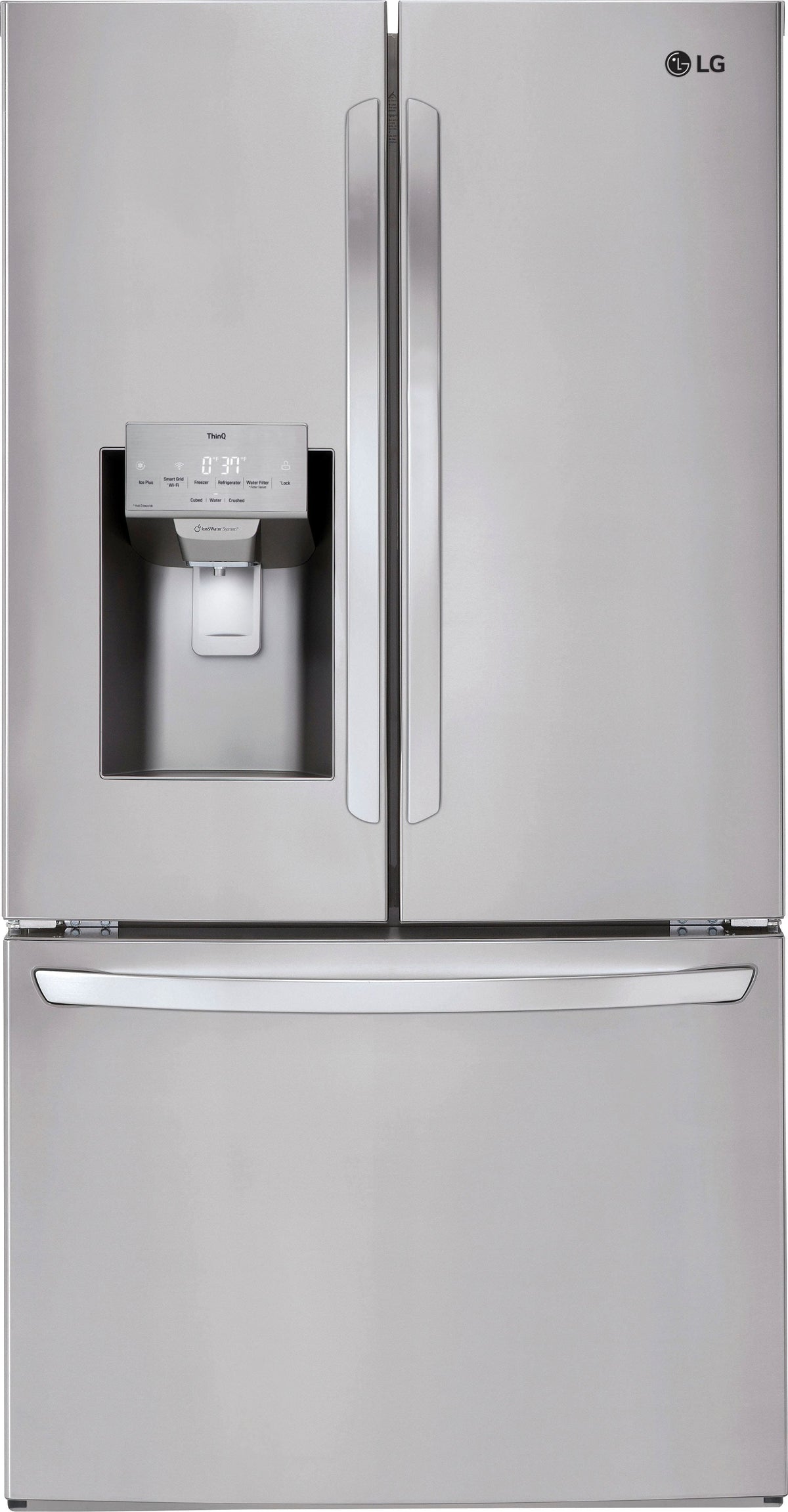 LG - 36-in Wide 27.7 Cu. Ft. French Door Smart Refrigerator with External Ice and Water - Stainless Steel