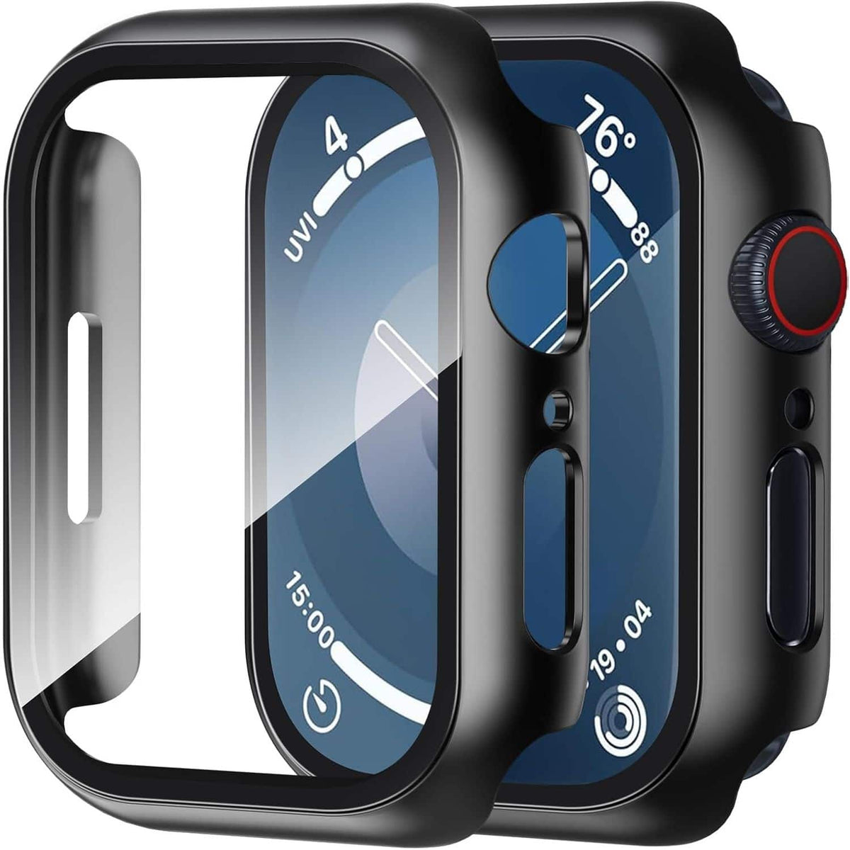 Entronix - Case Compatible with iWatch Series 11, 46mm - Hard Cover w/ Built-In Screen Protector - Black