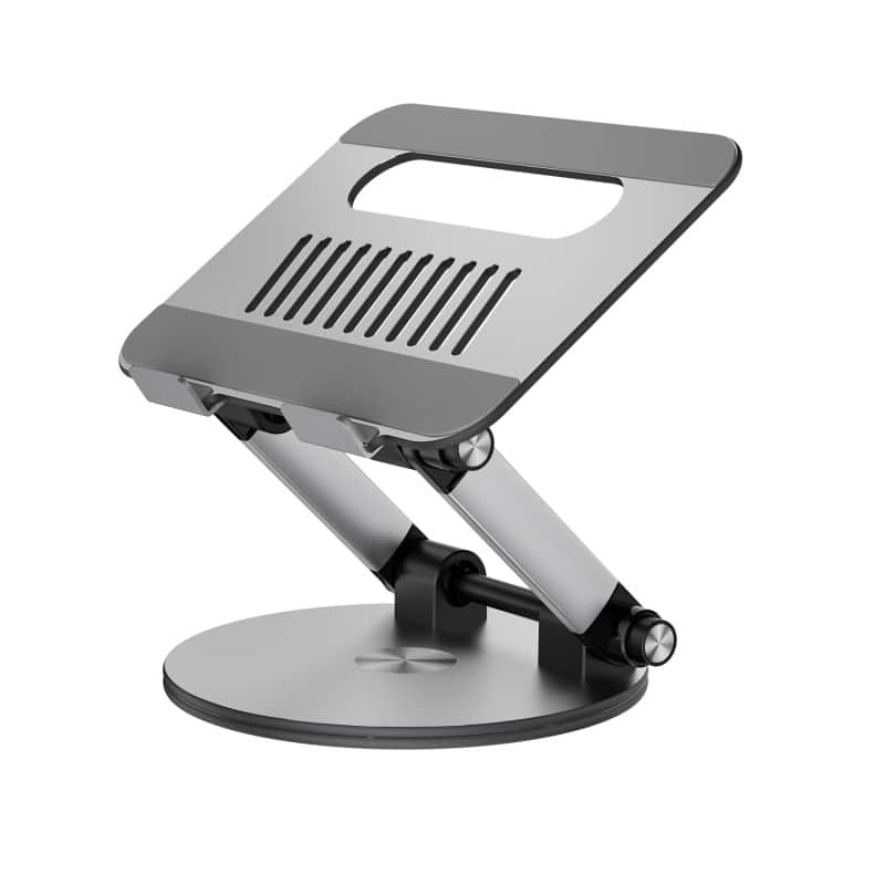 Mybat Pro - Ergonomic Push-Button Adjustable Laptop Stand – For 10″–17″ Laptops - Silver