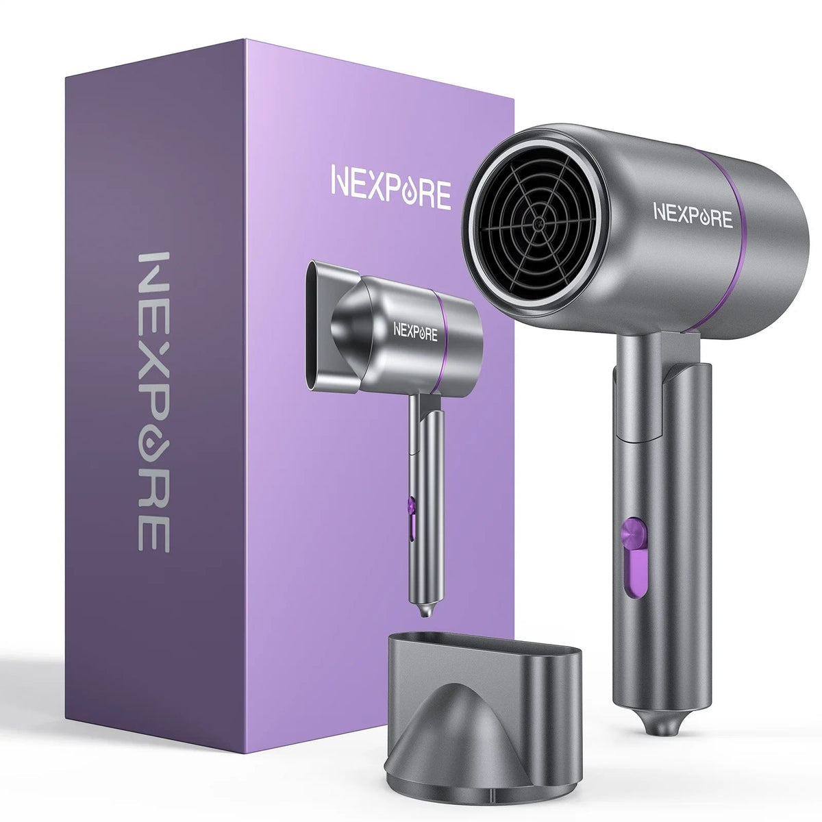 NEXPURE - 1300W Ionic Hair Dryer Blow Dryer with Nozzle Lightweight Quiet Fast Dry Home Salon Travel