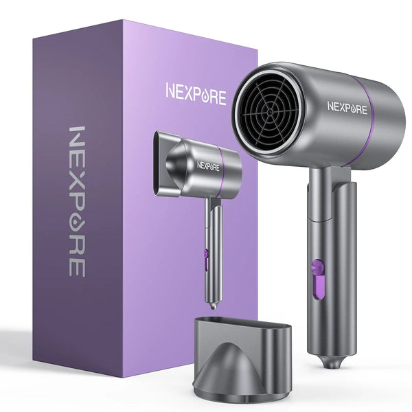 NEXPURE - 1300W Ionic Hair Dryer Blow Dryer with Nozzle Lightweight Quiet Fast Dry Home Salon Travel