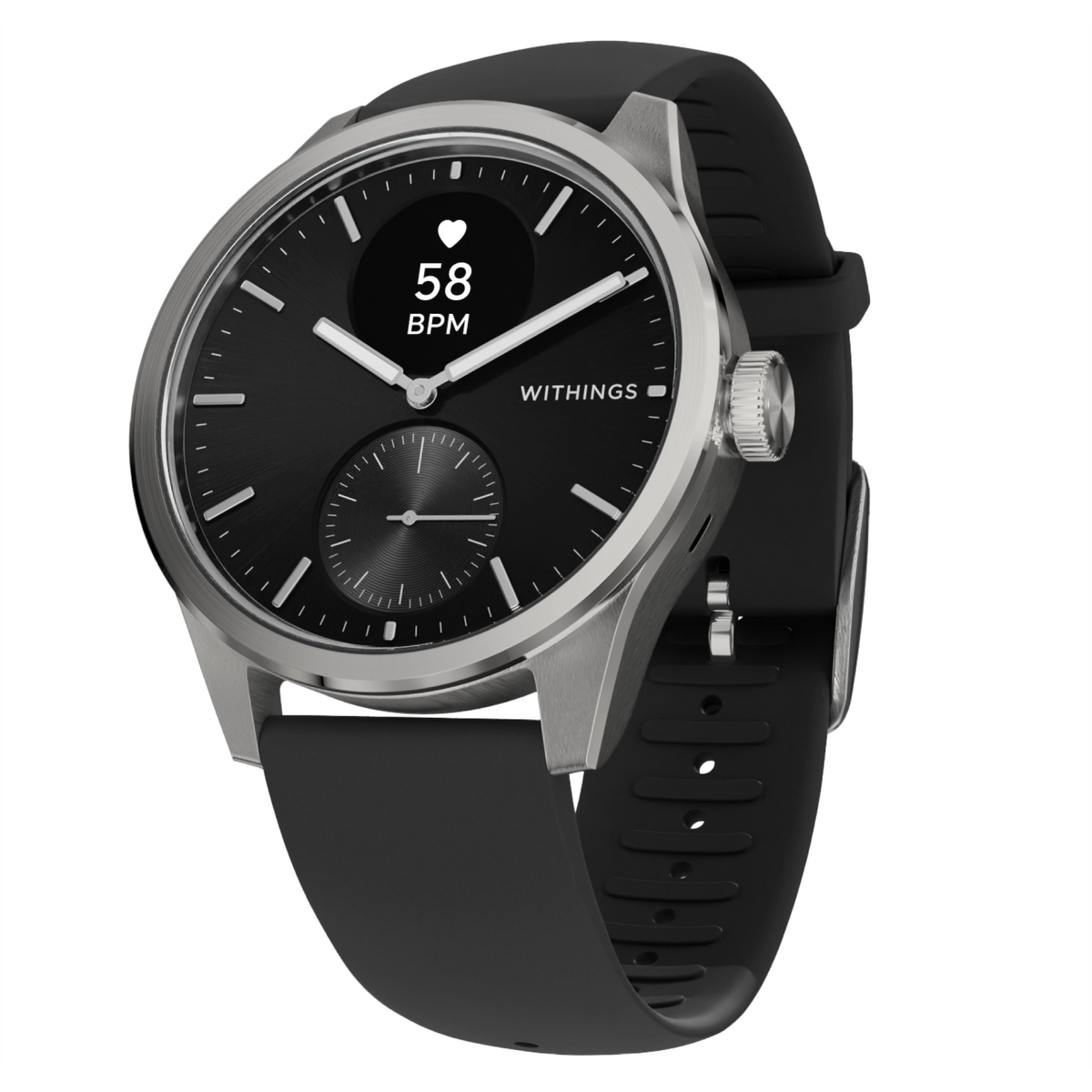 Withings - Move ScanWatch 2 - Heart Health Hybrid Smartwatch - 42mm - Black/Silver - (2022)