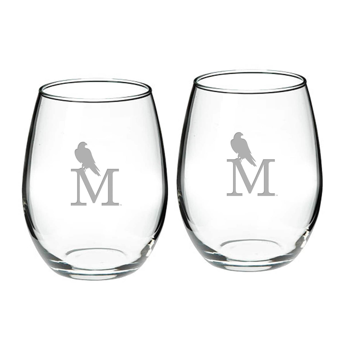 Jardine - Montevallo Falcons Team Logo Two-Piece 21oz. Stemless Wine Glass Set - Multicolor