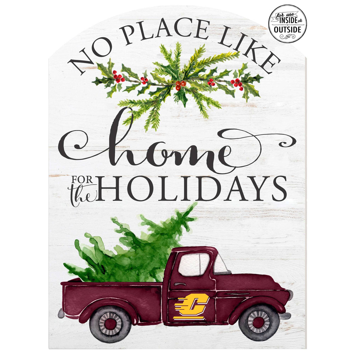 Jardine - Central Michigan Chippewas 16'' x 22'' Indoor/Outdoor Holiday Marquee Sign - White