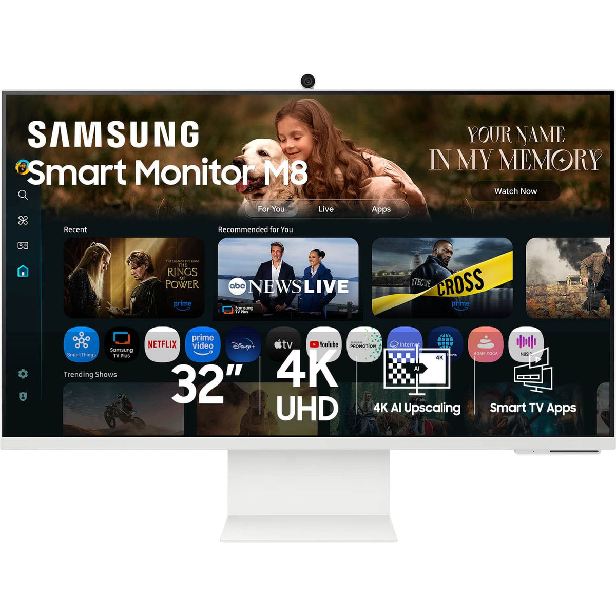 Samsung - 32" M80F 4K UHD Smart Monitor with SamsungVision AI, Built In Speakers, USB-C, Ergonomic Stand and SlimFit Camera - Warm White