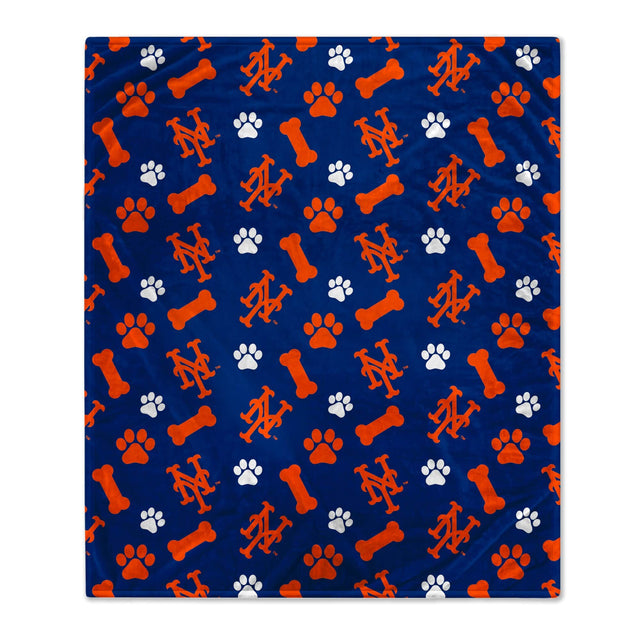 Front. Pegasus - 40" x 50" Lightweight Bones Flannel Fleece Pet Blanket - Blue.