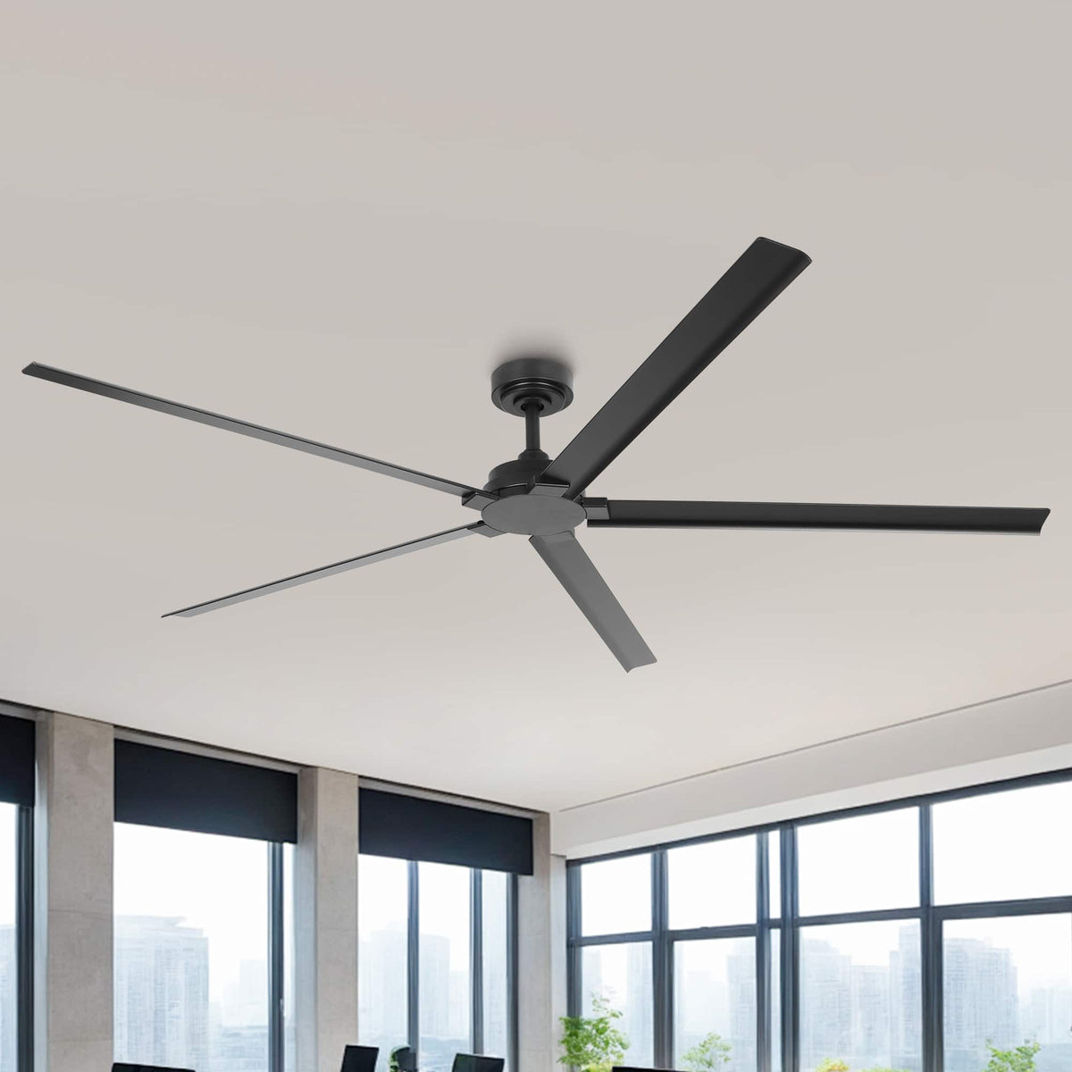 Parrot Uncle - 72-Inch Wet-Rated Outdoor Aluminum Large Ceiling Fan with 6-Speed DC Motor and Remote - Black