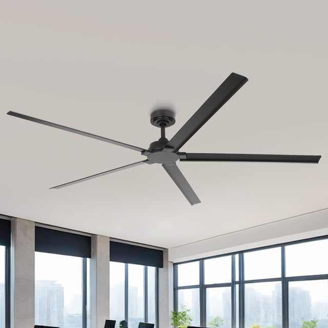 Front. Parrot Uncle - 72-Inch Wet-Rated Outdoor Aluminum Large Ceiling Fan with 6-Speed DC Motor and Remote - Black.