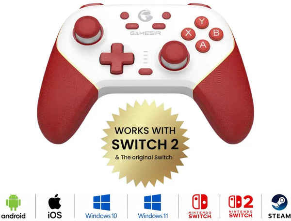 GameSir - Super Nova Wireless Gaming Controller Nintendo Switch & Switch 2/PC/iOS/Android, Hall Effect Stick/Trigger Charging Dock - Red/White