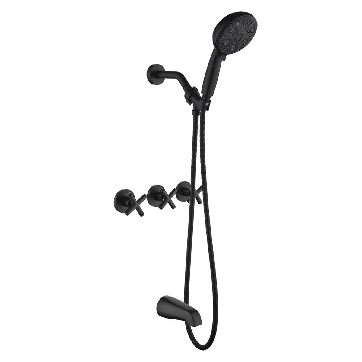 Boyel Living - Shower Set with 10 Function ABS Handheld Shower Three Handle Control and High Flow Tub Spout - Matte Black