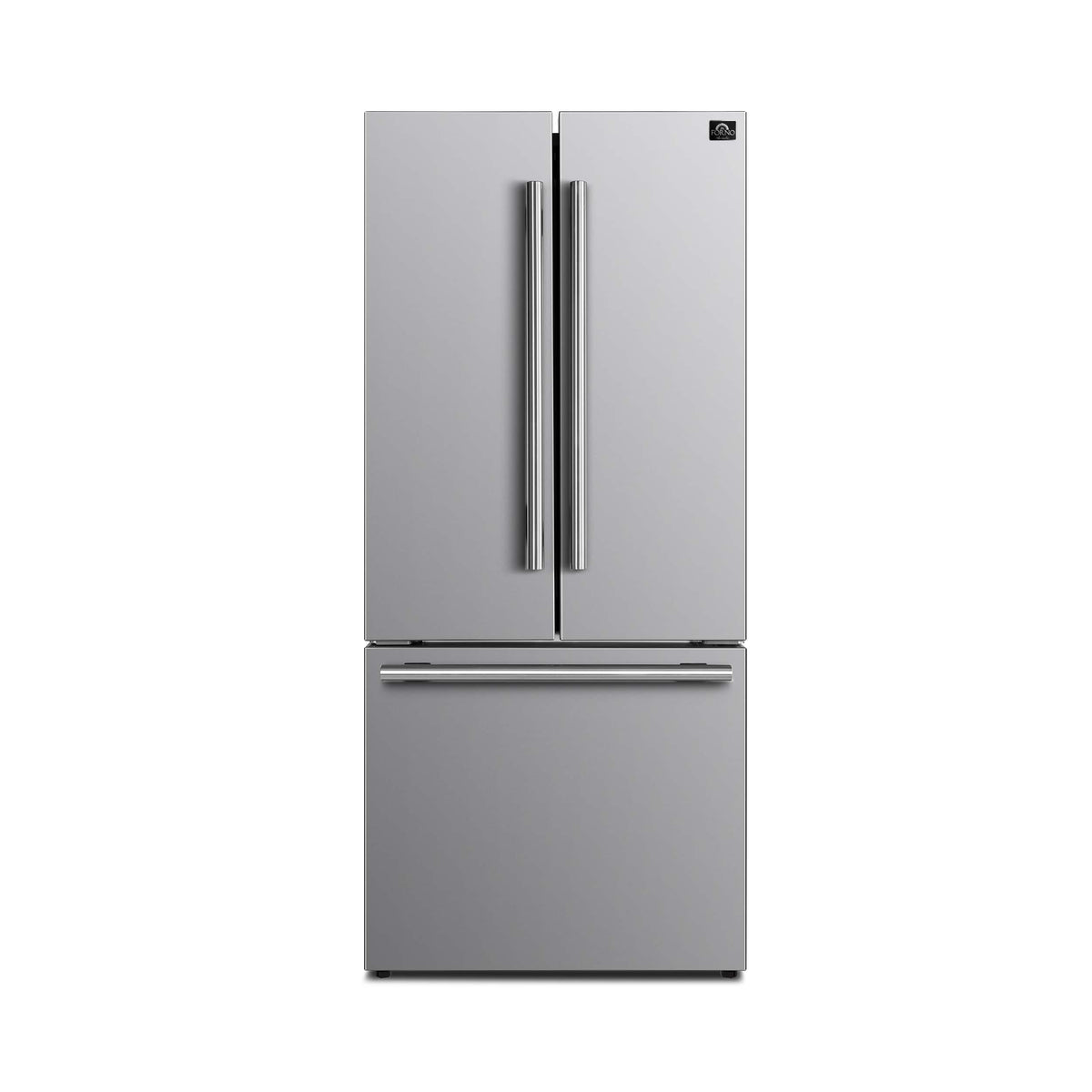 Forno Appliances - 34 in. Wide Gallipoli 17.5 Cu. Ft. Freestanding French Door Refrigerator with High-Efficiency LED lighting - Stainless Steel