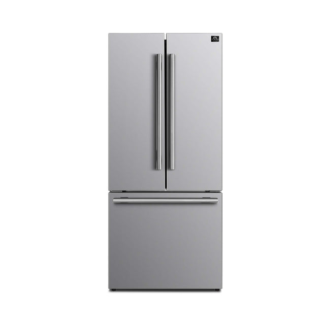 Front. Forno Appliances - 34 in. Wide Gallipoli 17.5 Cu. Ft. Freestanding French Door Refrigerator with High-Efficiency LED lighting - Stainless Steel.