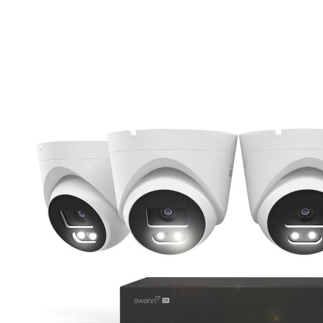 Front. Swann - EliteX™ 6K/12MP NVR Security System with 4 Dome Cameras - White.