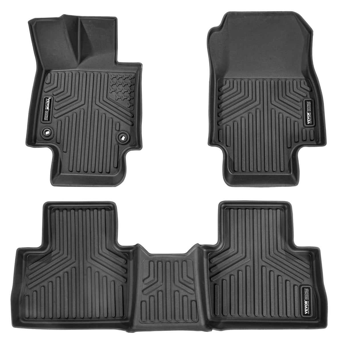 VEVOR - Automotive Floor Mats, Fits for Toyota RAV4 (Not for Hybrid or Prime) 2019-2024, 3 pcs Front and 2nd Row Liners - Black