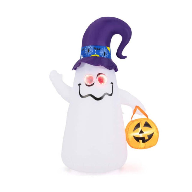 Front. Boyel Living - 6ft Glowing Ghost Halloween Inflatable Decor with Infinity LED Eyes - White.