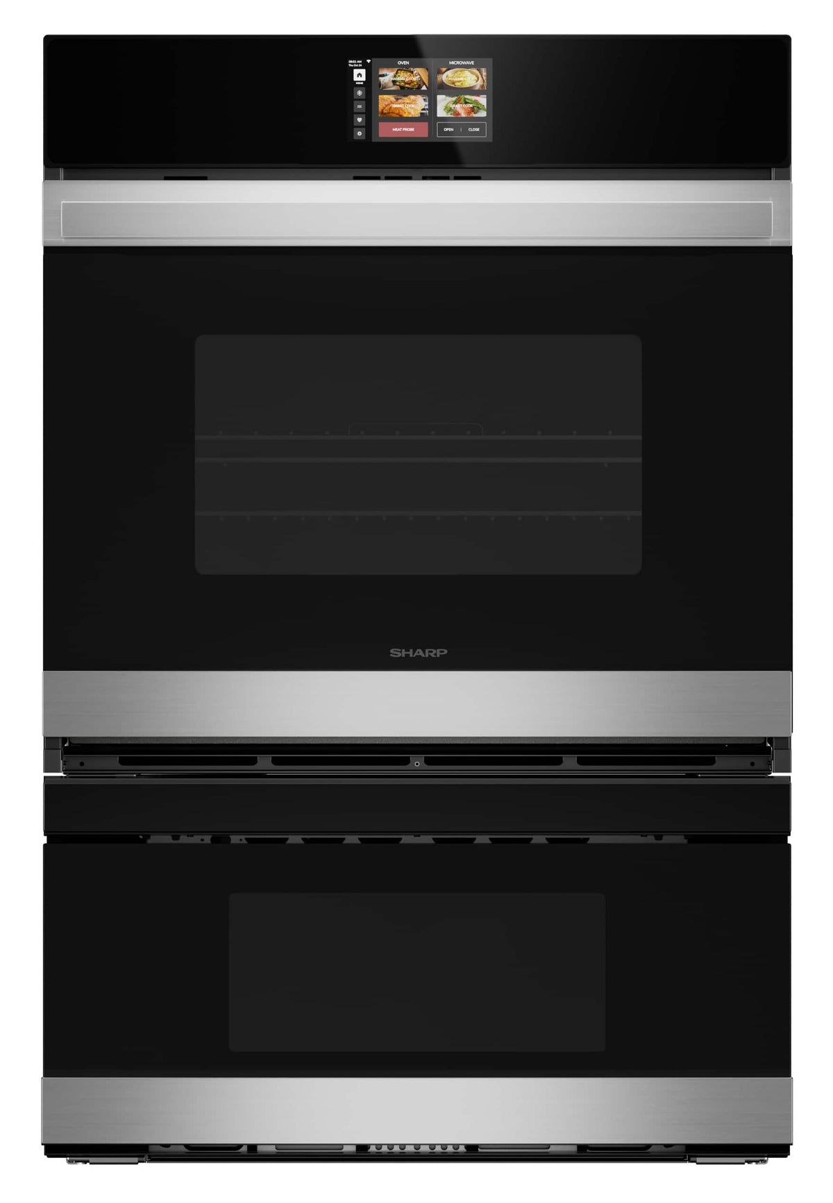 Sharp - 30 In Smart Convection Wall Oven and Microwave Drawer Combination for Single Cutout with Alexa Compatibility (SWB3085HS) - Stainless Steel