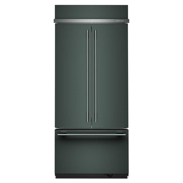 Front. KitchenAid - 36 in. Wide 20.8 cu. ft. Built-In French Door Bottom Mount Refrigerator - Juniper.
