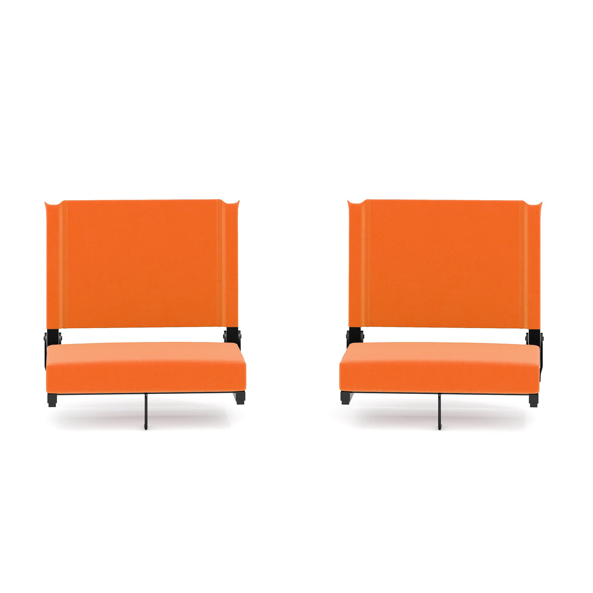 Emma + Oliver - Set of 2 500 lb. Rated Lightweight Stadium Chair with Ultra-Padded Seat - Orange