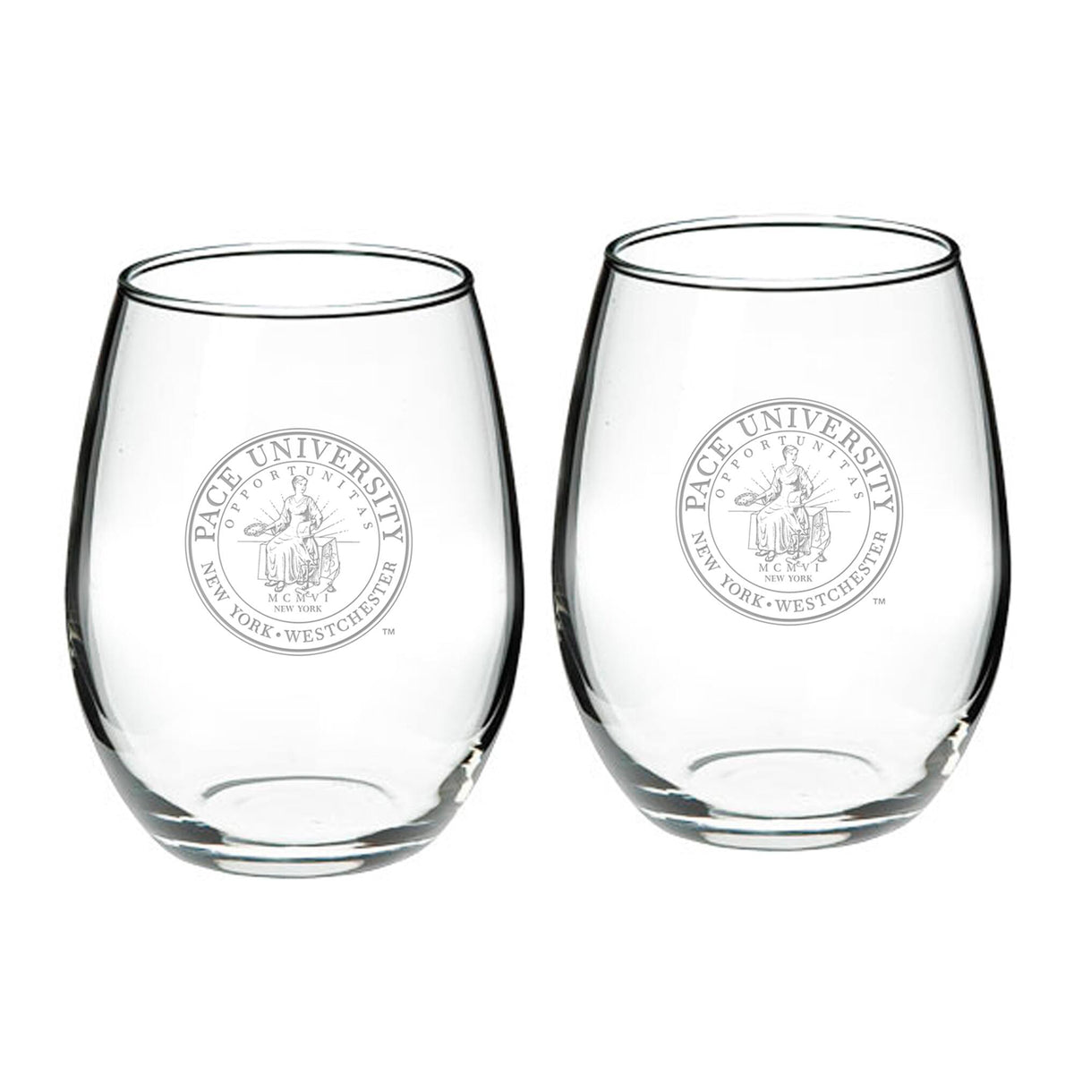 Jardine - Pace University Setters 21oz. 2-Piece Stemless Wine Glass Set - Multicolor