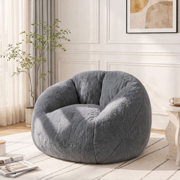 Vipbear - Cute Bean Bag Chair, Comfy Bean Bag Sofa for Living Room, Bedroom & Dorm - Dark Gray