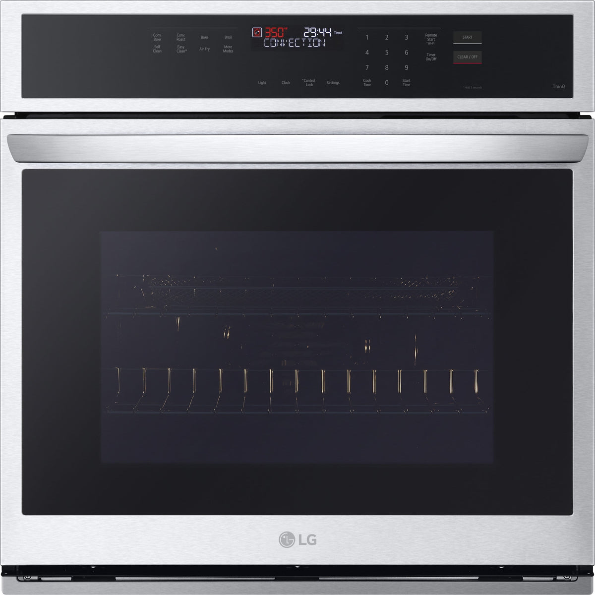 LG - 30" 4.7 Cu. Ft. Built-In Single Electric Convection Smart Wall Oven with Air Fry - Stainless Steel