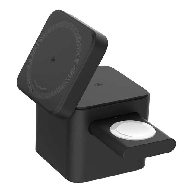 Front. Anker - Anker MagGo 3-in-1 Wireless Charging Station Qi2 Certified 15W MagSafe for Apple I Color: Black - Black.