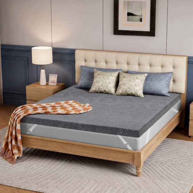 Front. Bestier - Bestier 3-Inch Bamboo Fiber Mattress Topper with Bamboo Charcoal Gel Memory Foam, Full Size - Dark Grey.