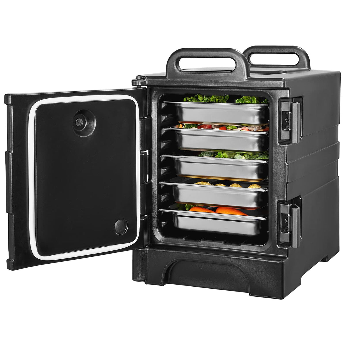 VEVOR - Insulated Food Pan Carrier, 81 Qt Hot Box for Catering, Food Box Carrier with Double Buckles, Front Loading Food Warmer - Black
