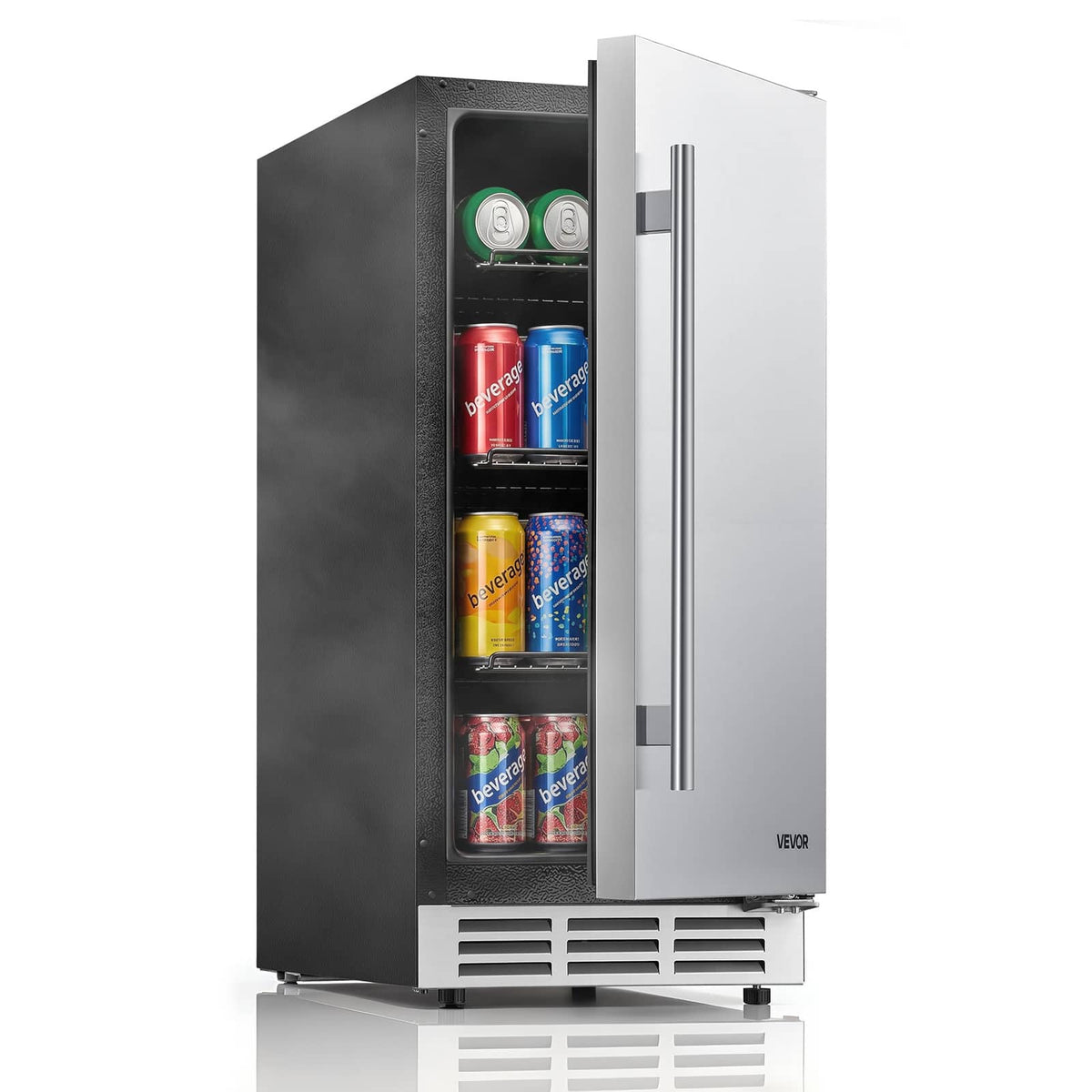 VEVOR - Outdoor Beverage Refrigerator, 15 Inch Undercounter Drink Fridge, 304 Stainless Steel Door, 3.0 Cu. Ft, Hold 94 Cans - Silver;Black