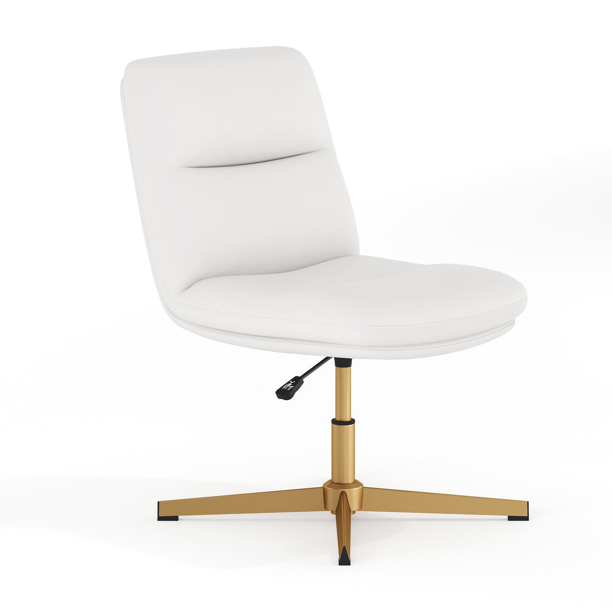 Flash Furniture - Chloe Commercial Mid-Back Padded LeatherSoft Armless Stationary Task Office Chair with Adjustable Height, Swivel F - White
