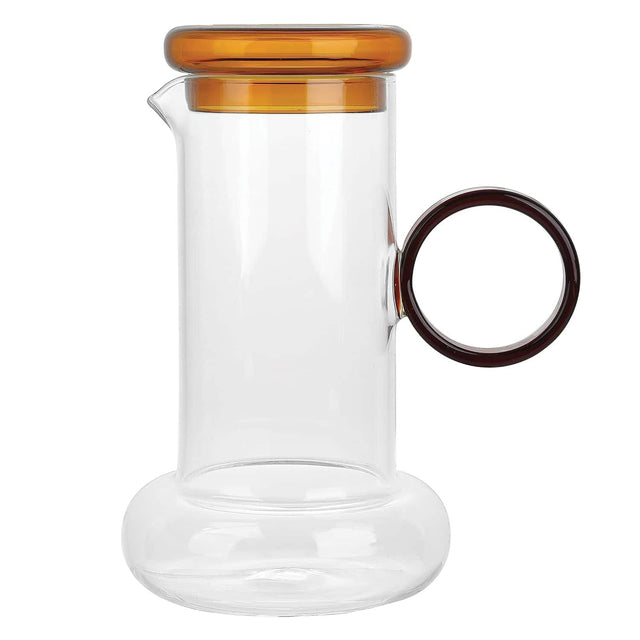Front. Jay Import - Amber Borosilicate Ring Pitcher Drinking Set Large 28.7 OZ. - Amber.
