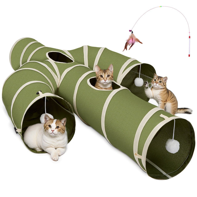 Front. Ownpets - Cat Tunnel Cactus-Shaped Large Size - Green.