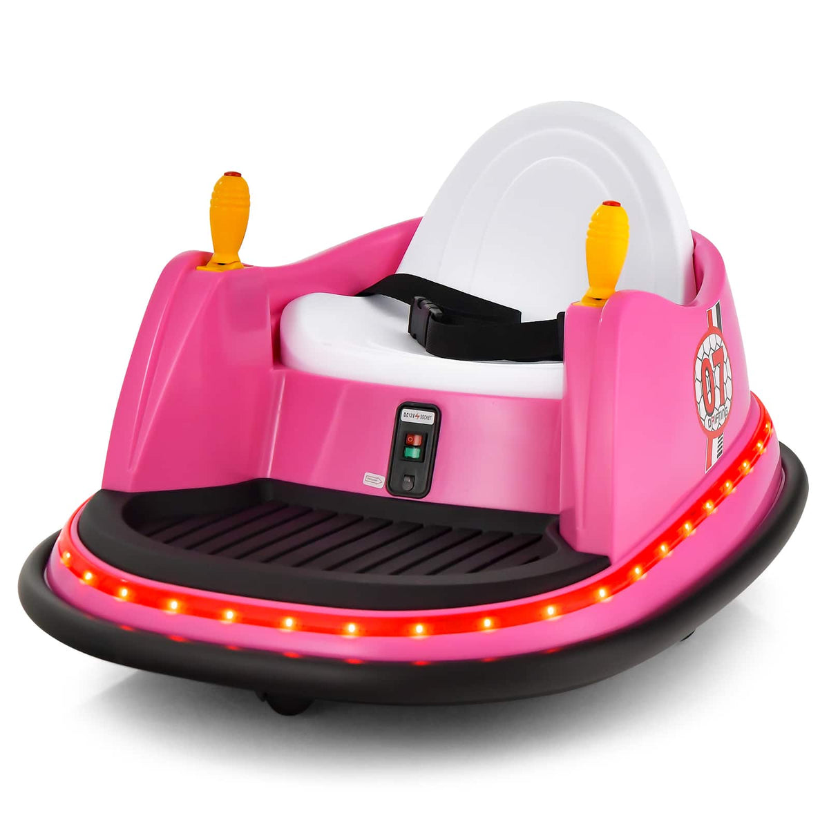 Costway - 12V Vehicle 360° Spin Race Toy Kids Ride On Bumper Car w/ Remote Control - Pink
