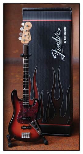 Front. Axe Heaven - Fender® Jazz Bass® Officially Licensed Miniature Guitar Replica - 3-Color Sunburst.