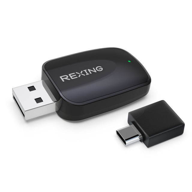 Front. Rexing - CPW-42 Wireless CarPlay & Android Auto Adapter for iPhone (iOS 10+) and Android (Android 11+) - Black.