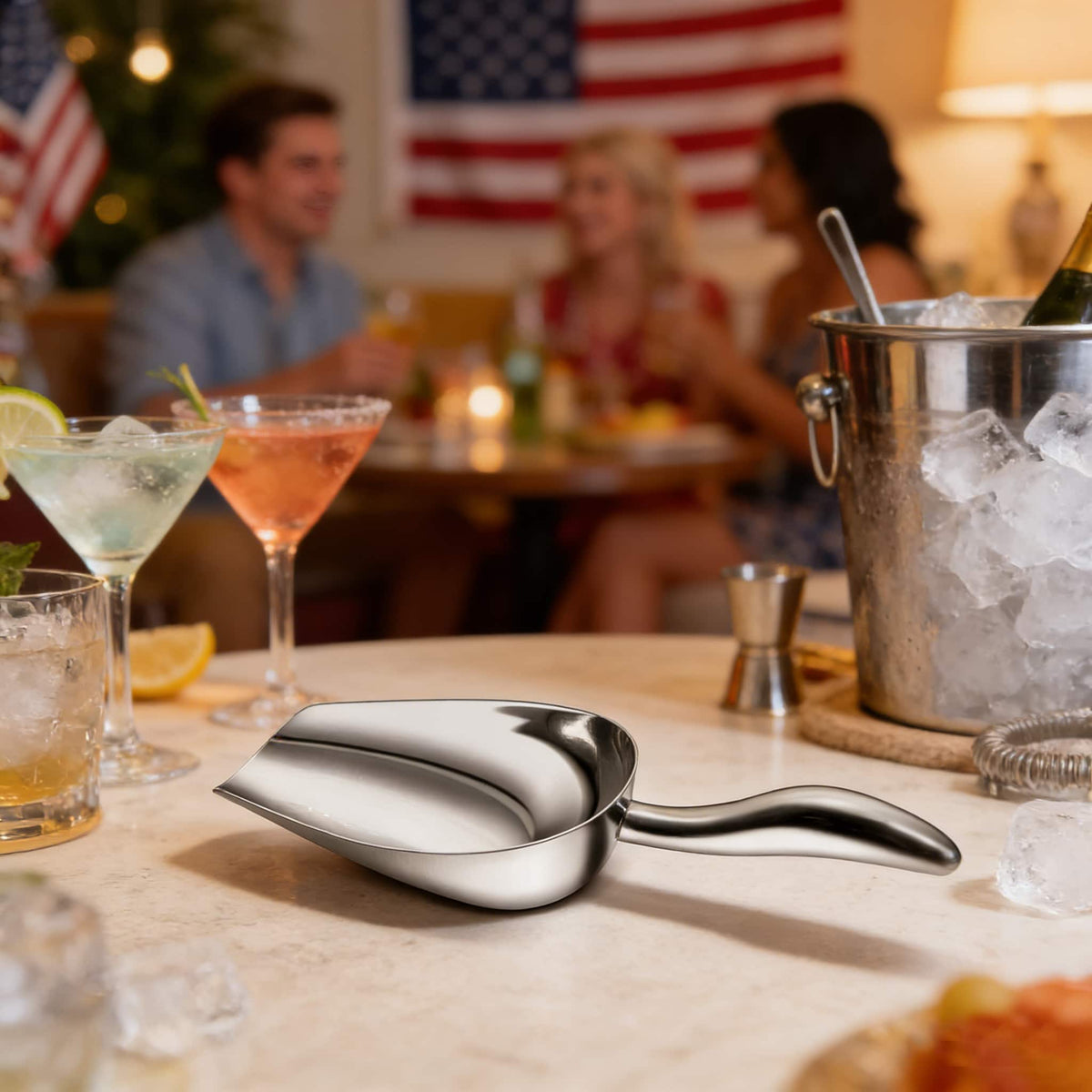 Malletson - Ice Scoop Stainless Steel Ergonomic Handle for Bars and Kitchens - Dishwasher Safe