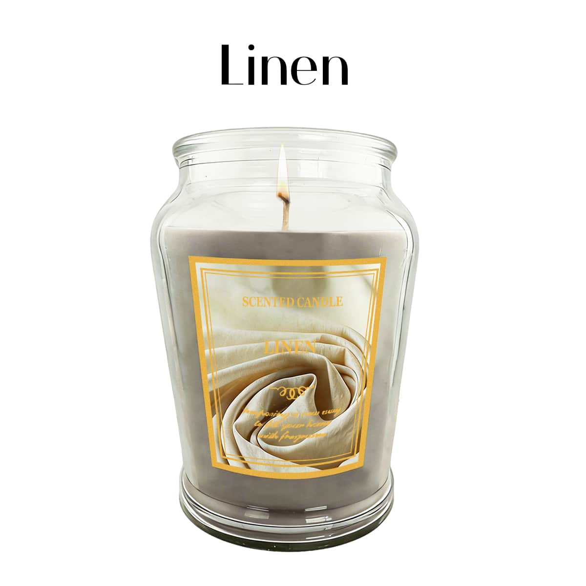 TOCCATA - Linen 12oz Scented Candle Large Jar Home fragrance up to 70 Hour Burn Time, Giftable, Valentine's Day - Beige